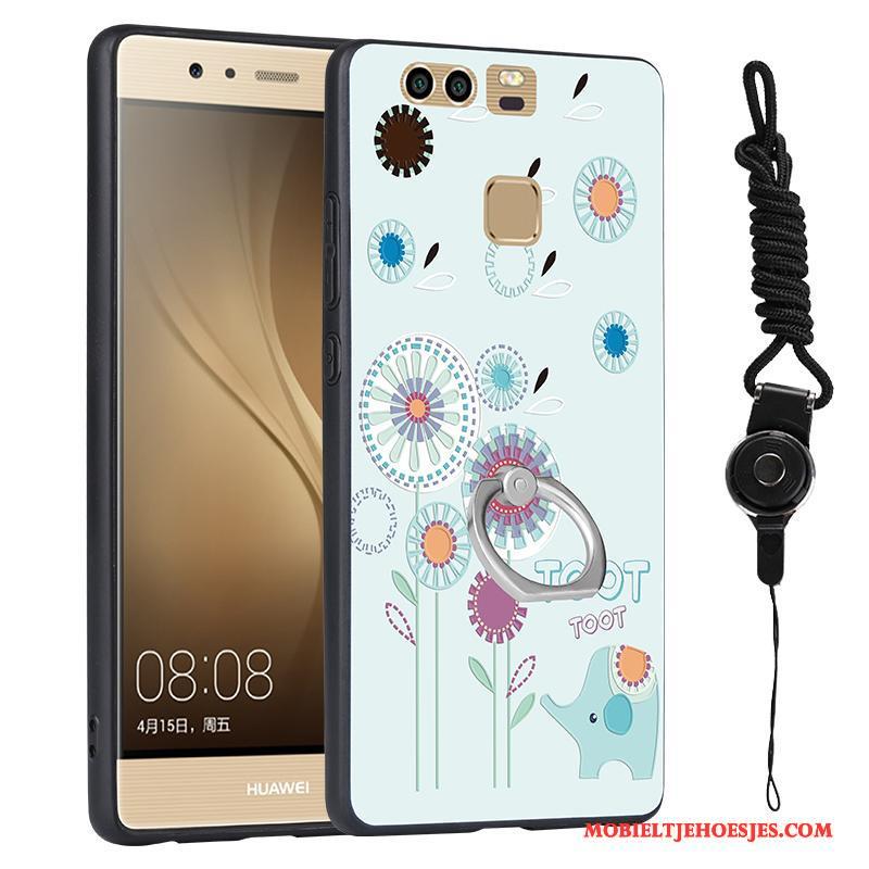 Huawei P9 Anti-fall Reliëf Hanger Trend Hoes Hoesje Telefoon Roze