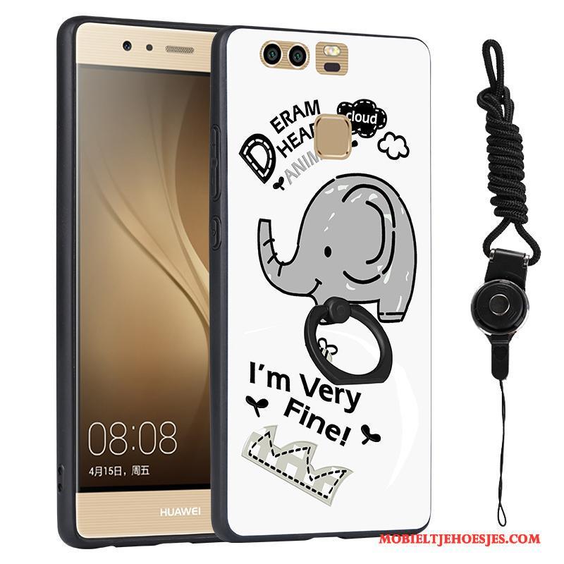 Huawei P9 Anti-fall Reliëf Hanger Trend Hoes Hoesje Telefoon Roze