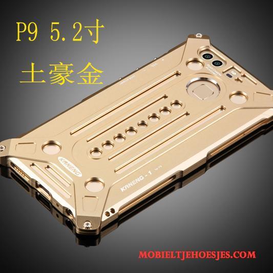 Huawei P9 Bescherming Hoesje Mobiele Telefoon Metaal Zilver Omlijsting Telefoon