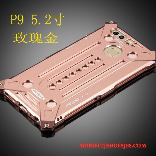 Huawei P9 Bescherming Hoesje Mobiele Telefoon Metaal Zilver Omlijsting Telefoon