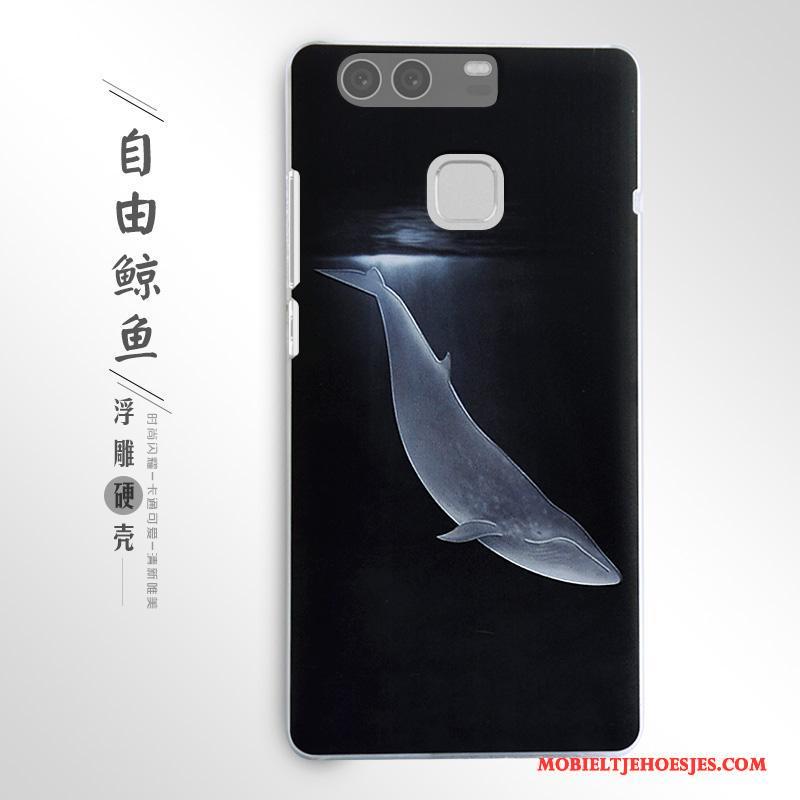 Huawei P9 Bescherming Mobiele Telefoon Hard Blauw Reliëf Hoesje Telefoon