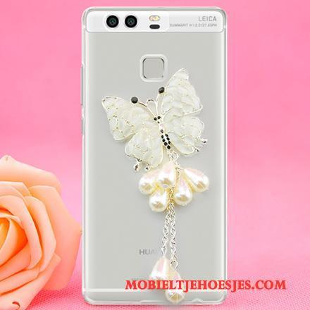 Huawei P9 Doorzichtig Met Strass Trend Hard Hoesje Telefoon Goud Mobiele Telefoon