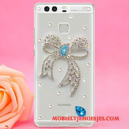 Huawei P9 Doorzichtig Met Strass Trend Hard Hoesje Telefoon Goud Mobiele Telefoon