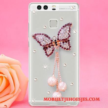 Huawei P9 Doorzichtig Met Strass Trend Hard Hoesje Telefoon Goud Mobiele Telefoon