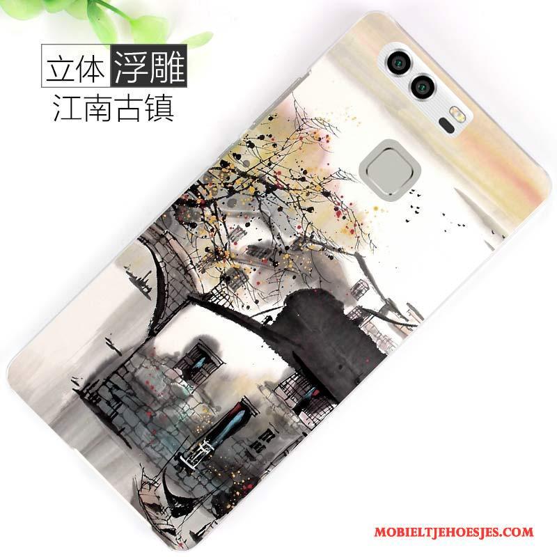 Huawei P9 Grijs Hoes Geschilderd Bescherming Hoesje Telefoon Persoonlijk Hard