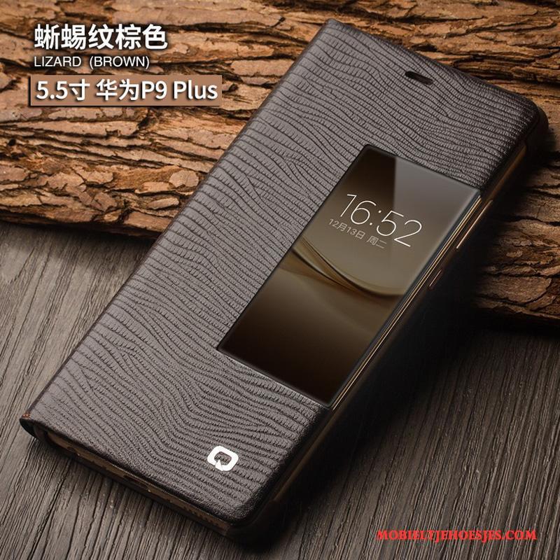 Huawei P9 Hoesje Winterslaap Bescherming Folio Hoes Echt Leer Mobiele Telefoon Bedrijf