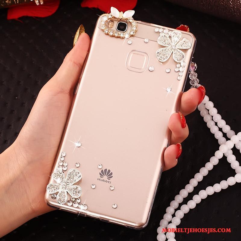 Huawei P9 Lite Anti-fall Hoesje Bescherming Zacht Telefoon Met Strass Roze