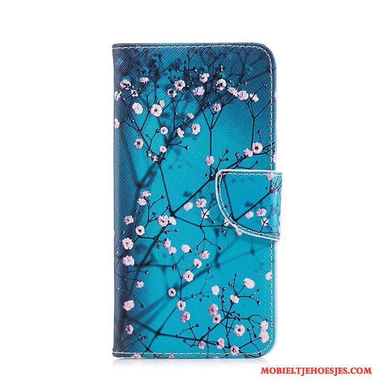 Huawei P9 Lite Folio Mini Hoesje Telefoon Blauw Leren Etui Geschilderd Bescherming
