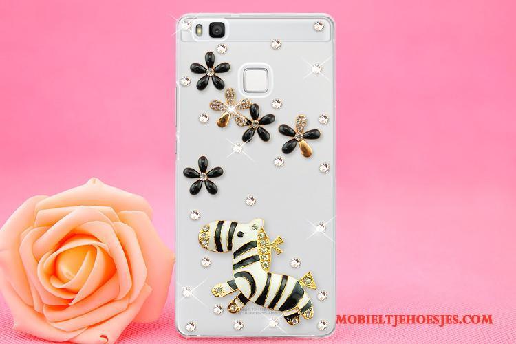 Huawei P9 Lite Hoes Jeugd Met Strass Roze Bescherming Hoesje Telefoon Hanger