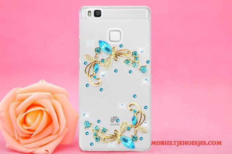 Huawei P9 Lite Hoes Jeugd Met Strass Roze Bescherming Hoesje Telefoon Hanger