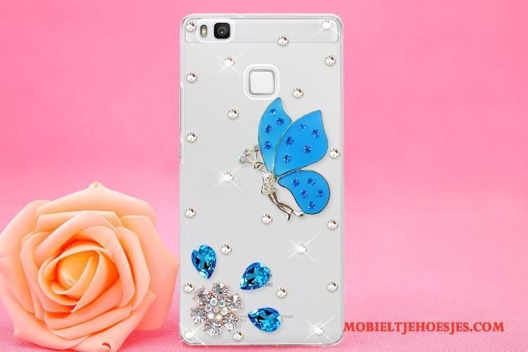 Huawei P9 Lite Hoes Jeugd Met Strass Roze Bescherming Hoesje Telefoon Hanger