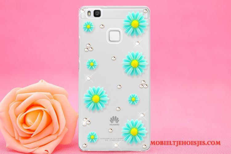 Huawei P9 Lite Hoes Jeugd Met Strass Roze Bescherming Hoesje Telefoon Hanger