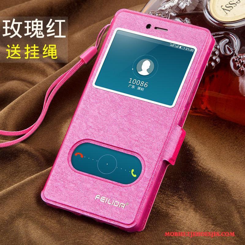 Huawei P9 Lite Hoesje Telefoon Clamshell Jeugd Siliconen Bescherming Roze Leren Etui