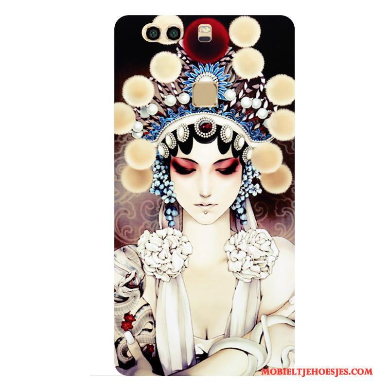 Huawei P9 Plus Bescherming Hoesje Telefoon Schrobben Trendy Merk Hard Tatoeage Blauw