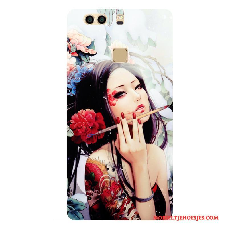 Huawei P9 Plus Bescherming Hoesje Telefoon Schrobben Trendy Merk Hard Tatoeage Blauw