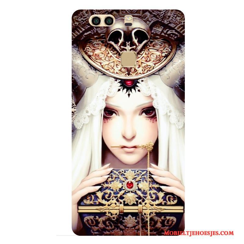 Huawei P9 Plus Bescherming Hoesje Telefoon Schrobben Trendy Merk Hard Tatoeage Blauw