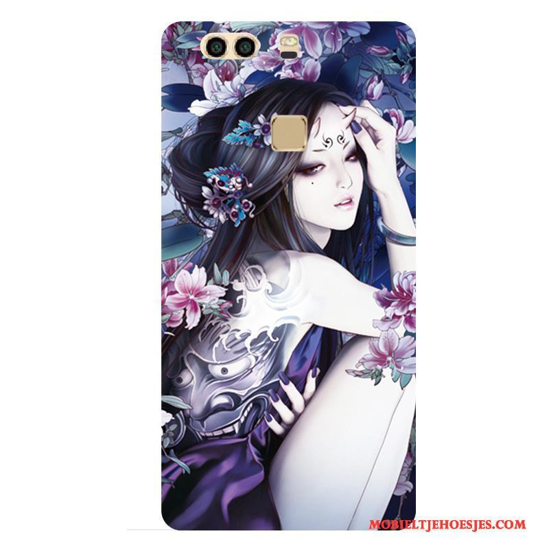 Huawei P9 Plus Bescherming Hoesje Telefoon Schrobben Trendy Merk Hard Tatoeage Blauw