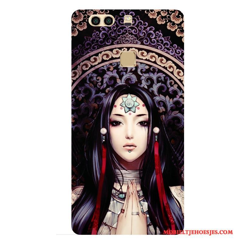 Huawei P9 Plus Bescherming Hoesje Telefoon Schrobben Trendy Merk Hard Tatoeage Blauw