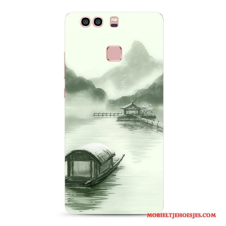Huawei P9 Plus Handbeschilderde Chinese Stijl Wind Inkt Schilderij Hoes All Inclusive Hoesje Telefoon