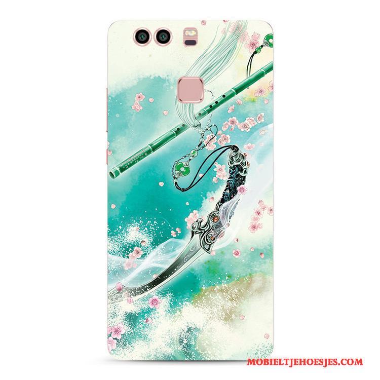 Huawei P9 Plus Handbeschilderde Chinese Stijl Wind Inkt Schilderij Hoes All Inclusive Hoesje Telefoon