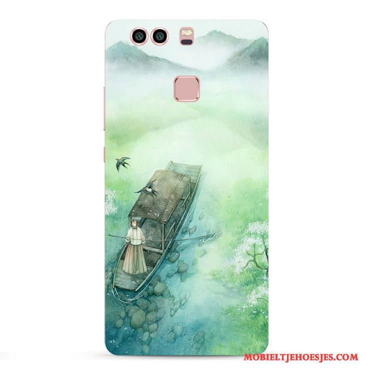 Huawei P9 Plus Handbeschilderde Chinese Stijl Wind Inkt Schilderij Hoes All Inclusive Hoesje Telefoon