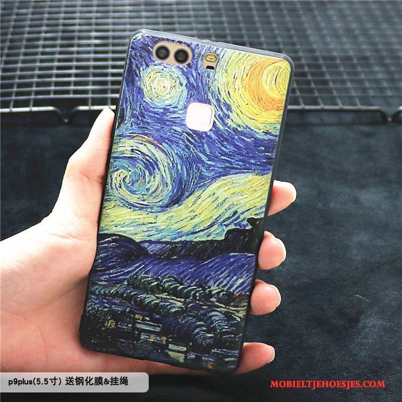 Huawei P9 Plus Hoesje Olieverfschilderij Persoonlijk All Inclusive Scheppend Blauw Bescherming Hoes