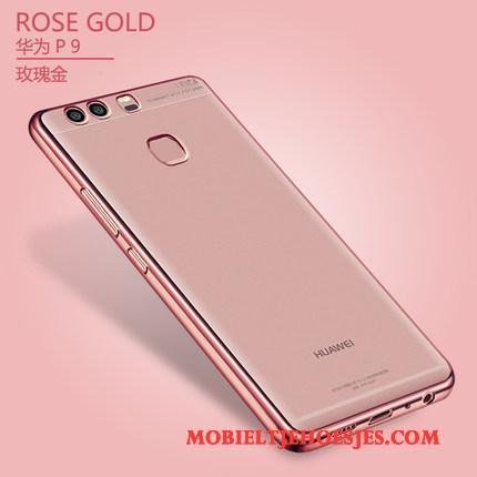 Huawei P9 Plus Hoesje Plating Roze Siliconen Anti-fall Bescherming Doorzichtig Hoes