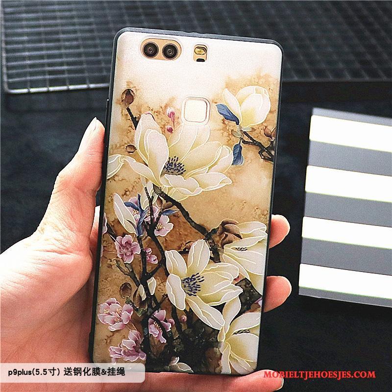 Huawei P9 Plus Hoesje Schrobben Hoes All Inclusive Reliëf Chinese Stijl Persoonlijk Purper