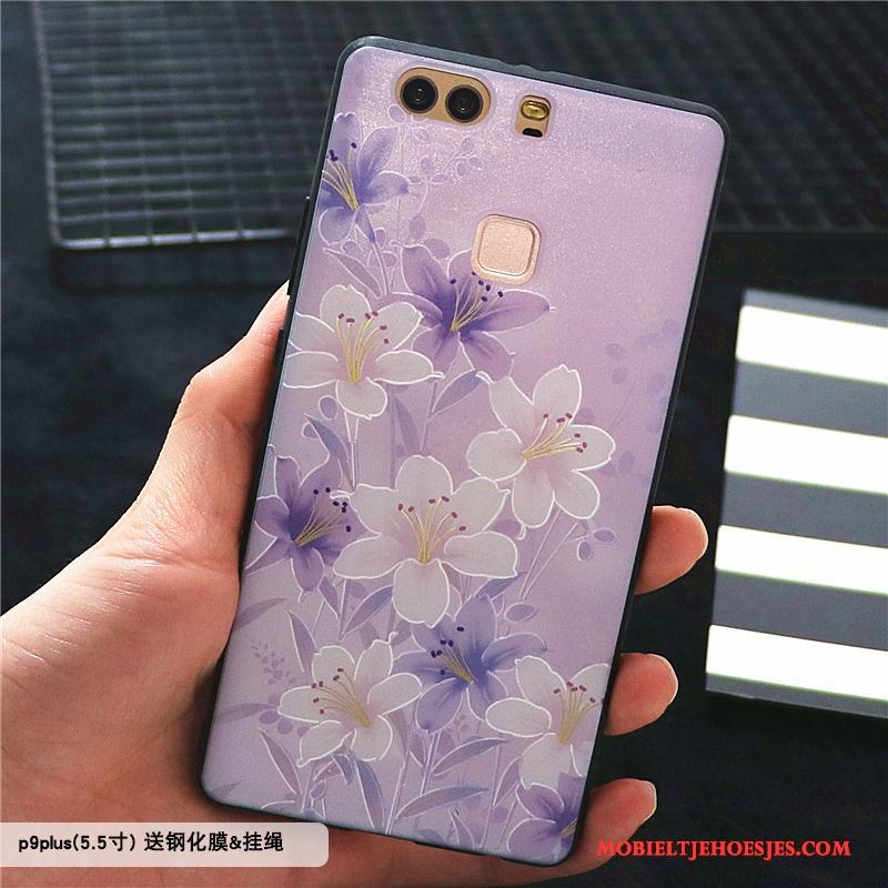 Huawei P9 Plus Hoesje Schrobben Hoes All Inclusive Reliëf Chinese Stijl Persoonlijk Purper