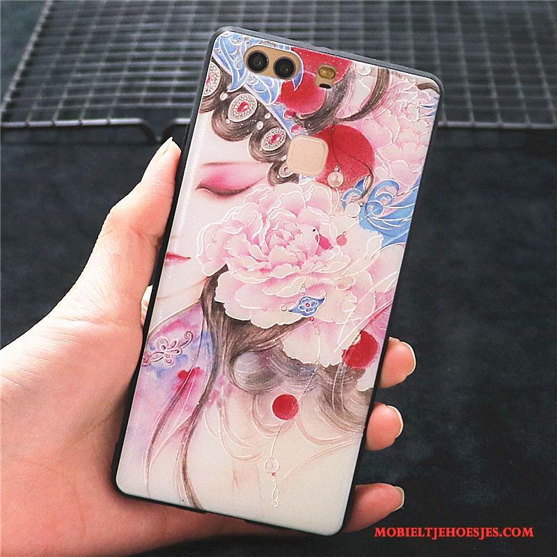 Huawei P9 Plus Hoesje Telefoon Hua Dan Scheppend Roze Chinese Stijl Persoonlijk Anti-fall