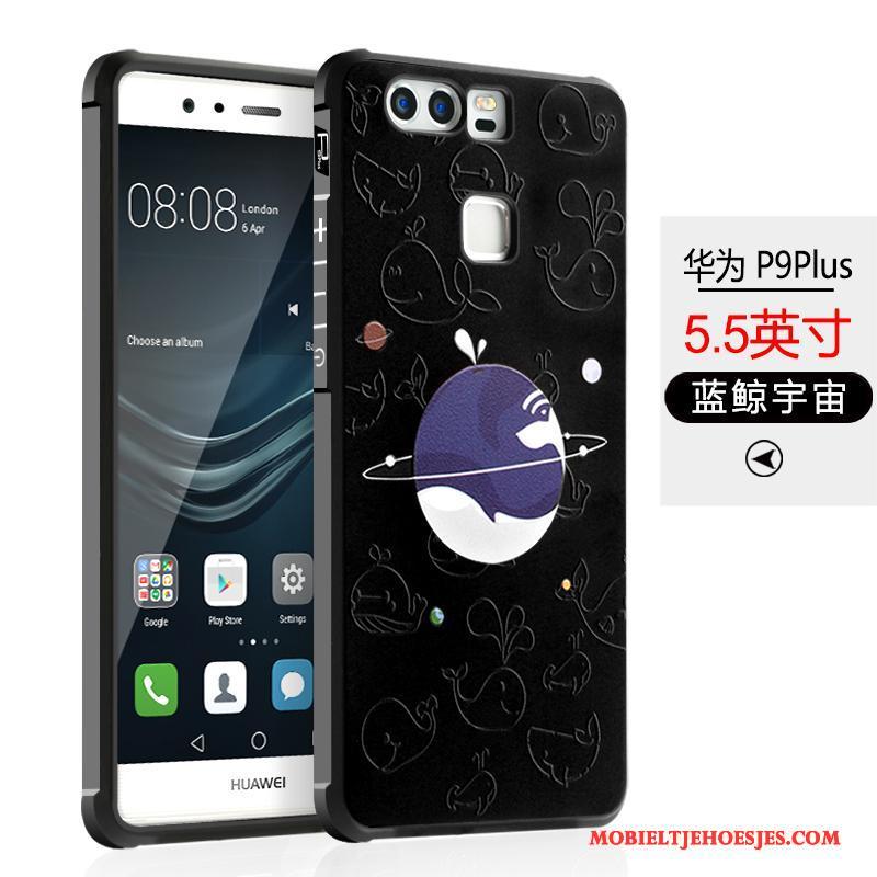 Huawei P9 Plus Hoesje Telefoon Spotprent Bescherming Siliconen Anti-fall Zwart