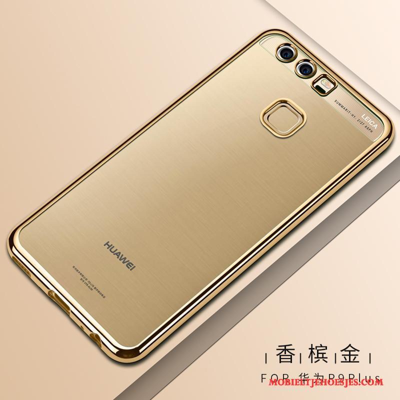 Huawei P9 Plus Hoesje Telefoon Zacht Bescherming Dun Goud Doorzichtig Siliconen