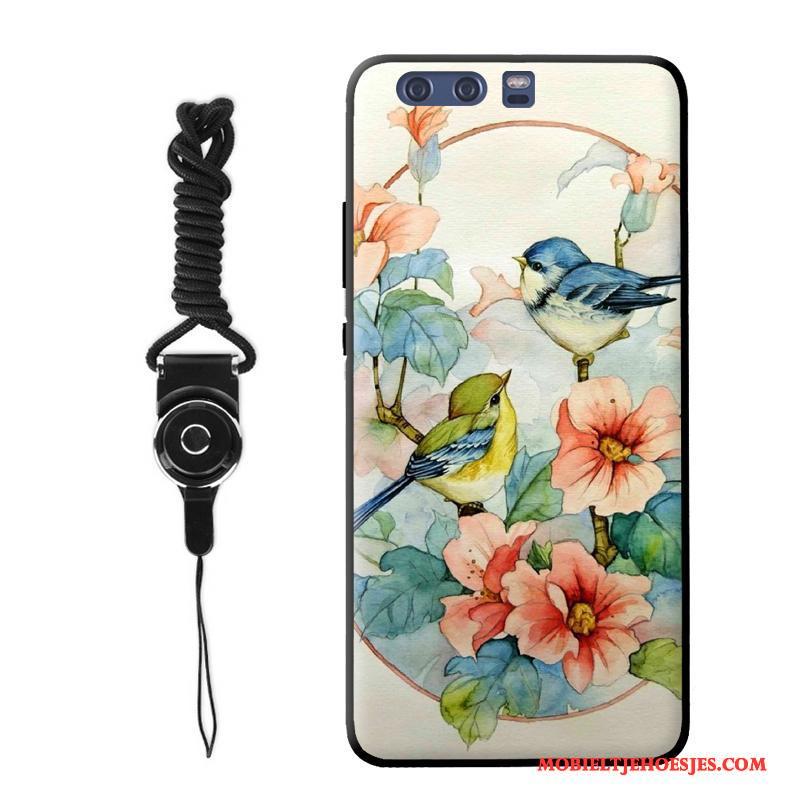 Huawei P9 Plus Hoesje Vintage Hoes Bloemen Hanger Persoonlijk Trendy Merk Siliconen