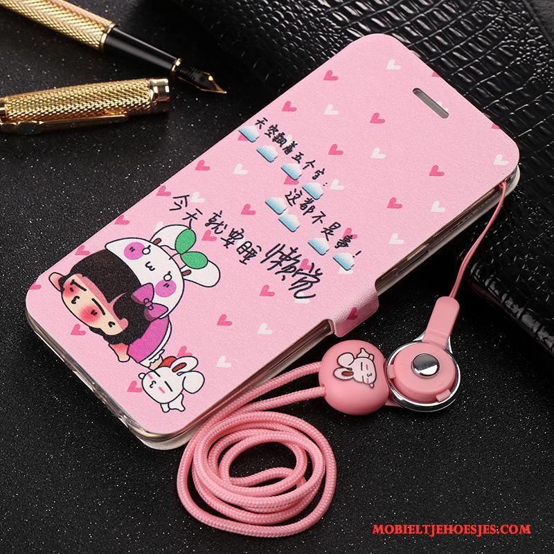 Huawei P9 Plus Leren Etui Roze Mobiele Telefoon Hoesje Clamshell Bescherming All Inclusive