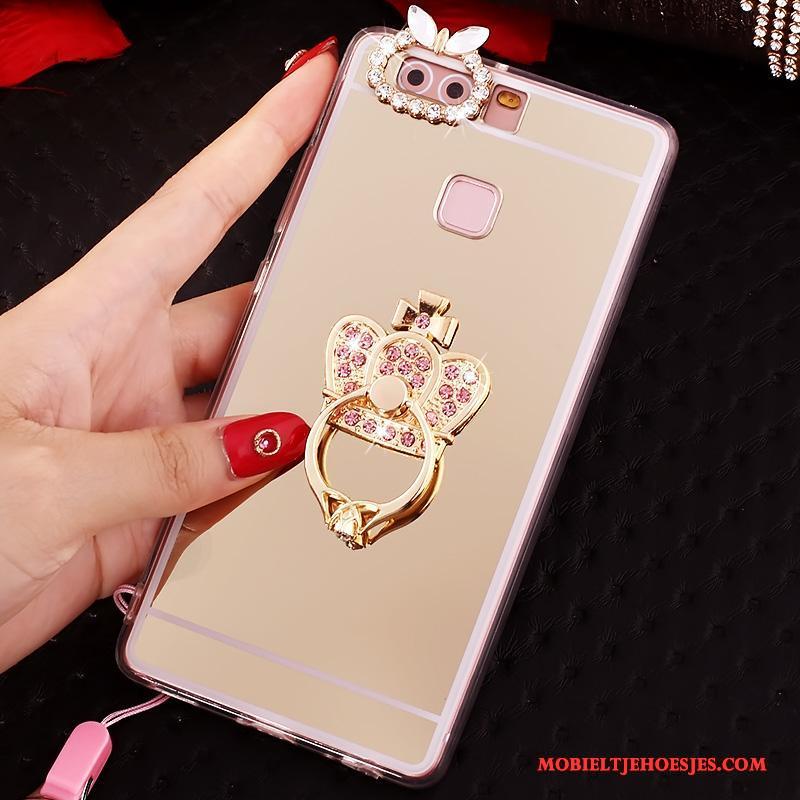 Huawei P9 Roze Zacht Hoes Met Strass Hoesje Telefoon Ondersteuning Bescherming