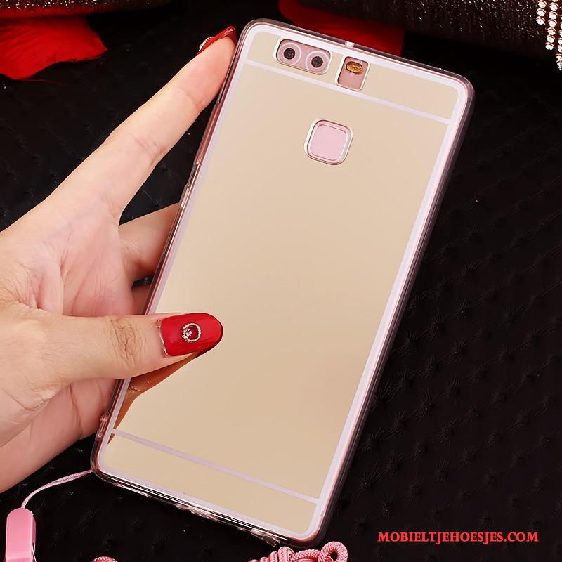 Huawei P9 Roze Zacht Hoes Met Strass Hoesje Telefoon Ondersteuning Bescherming