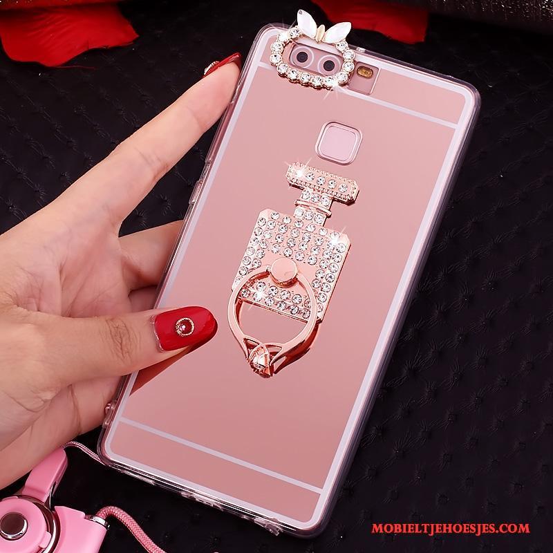 Huawei P9 Roze Zacht Hoes Met Strass Hoesje Telefoon Ondersteuning Bescherming