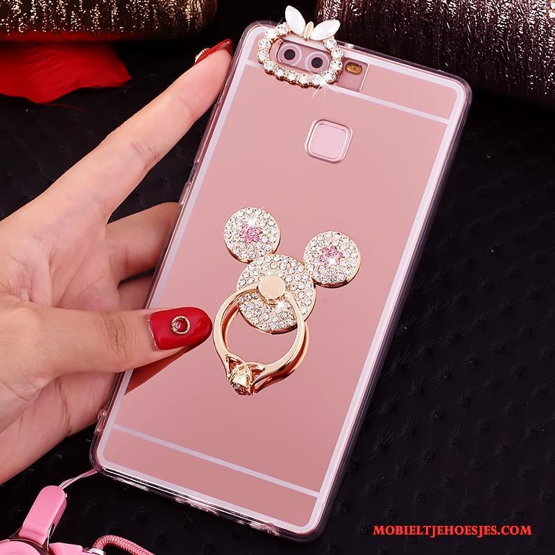 Huawei P9 Roze Zacht Hoes Met Strass Hoesje Telefoon Ondersteuning Bescherming