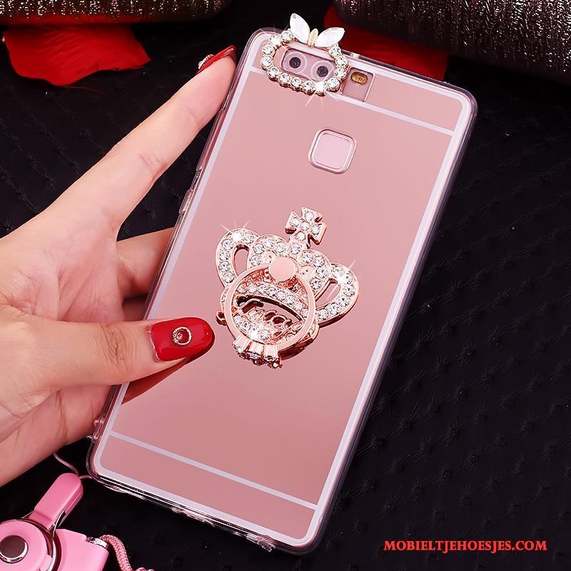 Huawei P9 Roze Zacht Hoes Met Strass Hoesje Telefoon Ondersteuning Bescherming