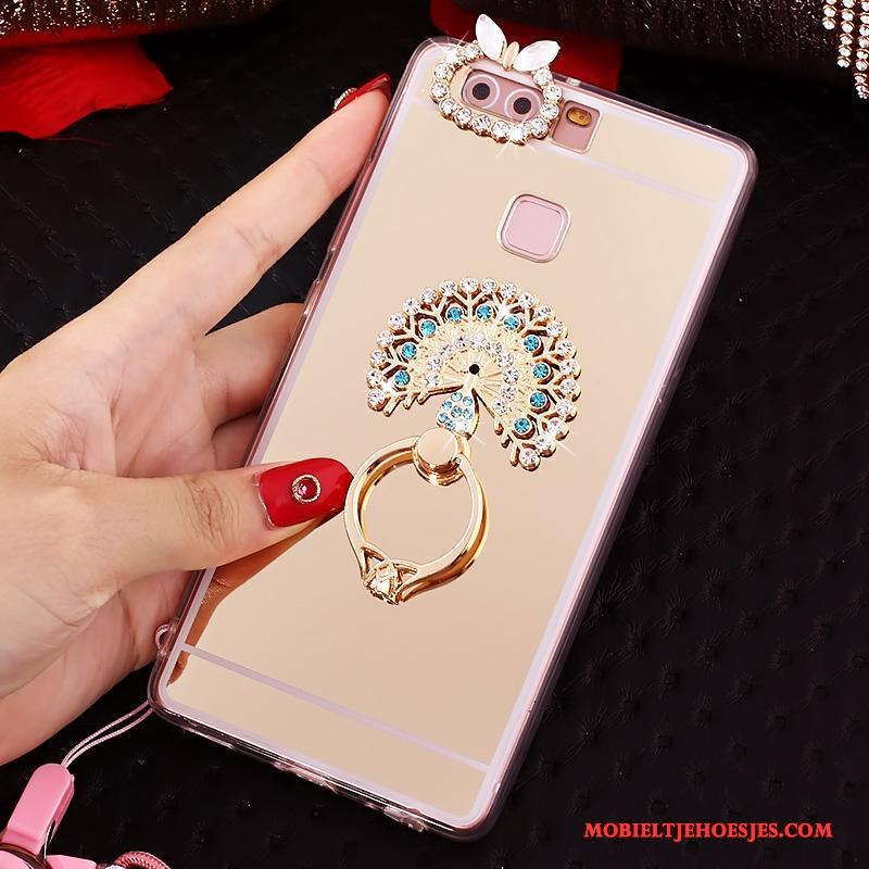 Huawei P9 Roze Zacht Hoes Met Strass Hoesje Telefoon Ondersteuning Bescherming