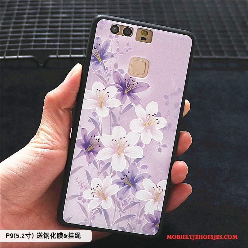 Huawei P9 Schrobben Bescherming Hoesje Telefoon Roze Reliëf Persoonlijk All Inclusive