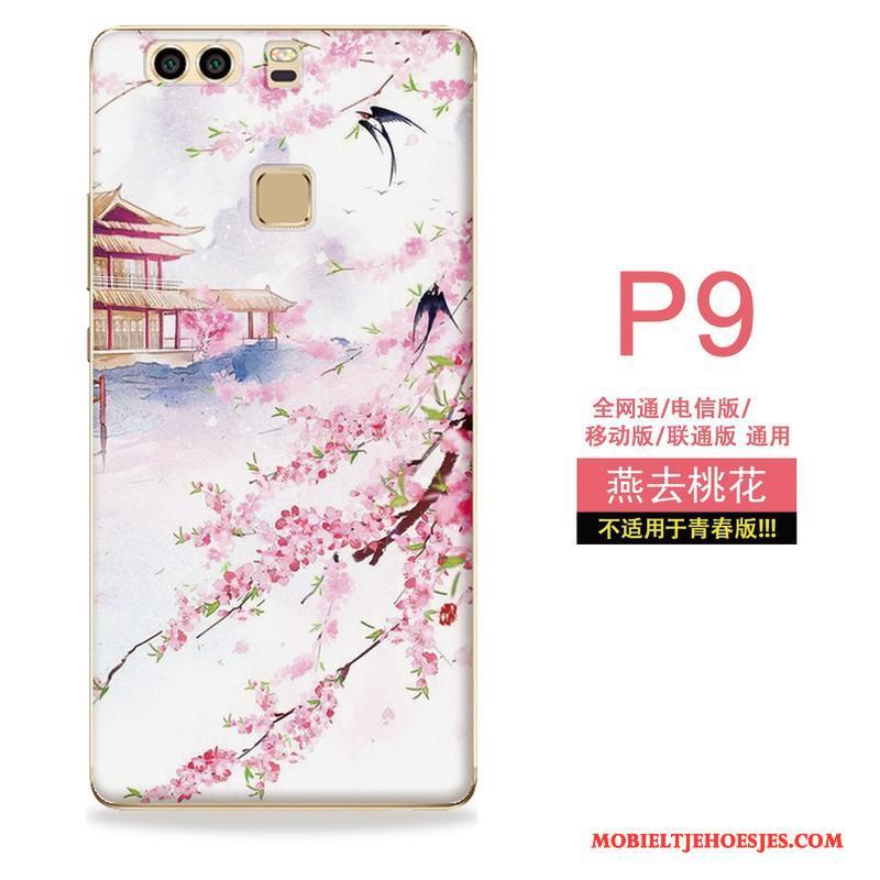 Huawei P9 Siliconen Anti-fall Hoesje Telefoon Kunst Roze All Inclusive Wind