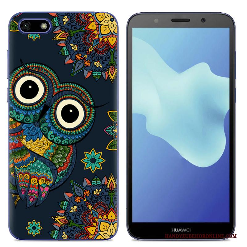 Huawei Y5 2018 Hoes Trend Hoesje Persoonlijk Spotprent Bescherming Blauw