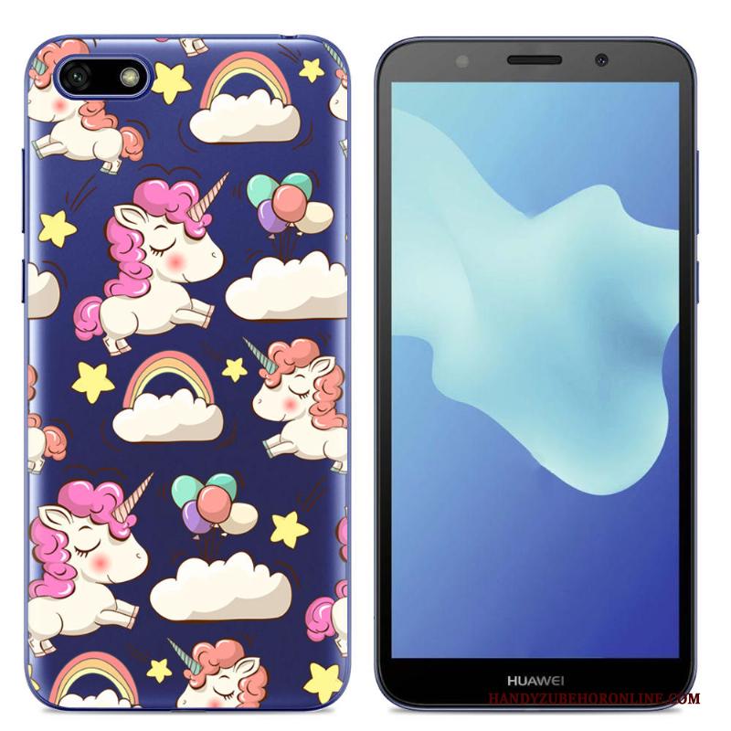 Huawei Y5 2018 Hoes Trend Hoesje Persoonlijk Spotprent Bescherming Blauw