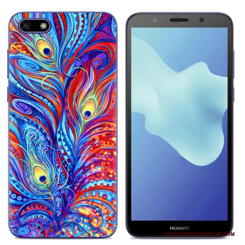 Huawei Y5 2018 Hoes Trend Hoesje Persoonlijk Spotprent Bescherming Blauw