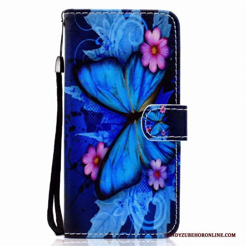 Huawei Y5 2018 Hoesje Folio Kaart Bescherming Zacht Blauw Leren Etui Portemonnee