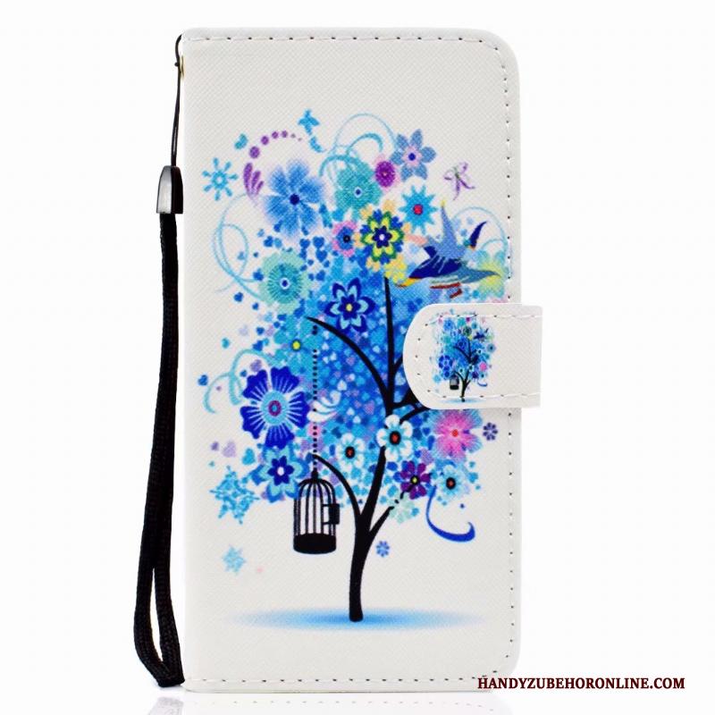 Huawei Y5 2018 Hoesje Folio Kaart Bescherming Zacht Blauw Leren Etui Portemonnee