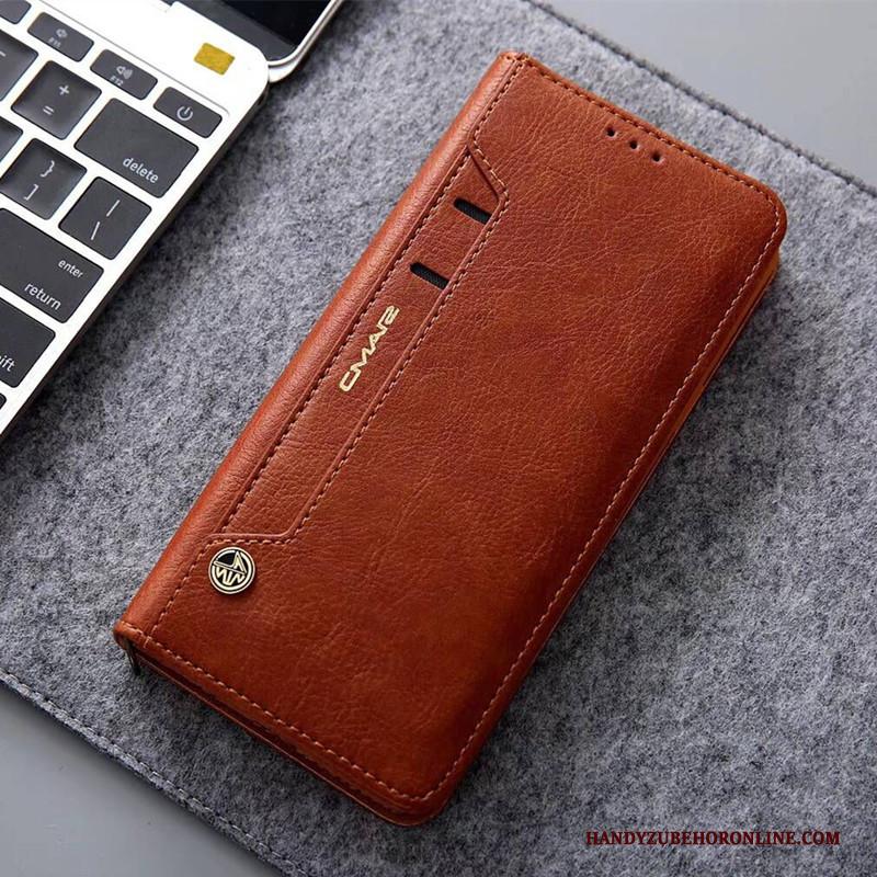 Huawei Y5 2018 Hoesje Leren Etui Bescherming Rood Anti-fall Hoes Kaart Folio