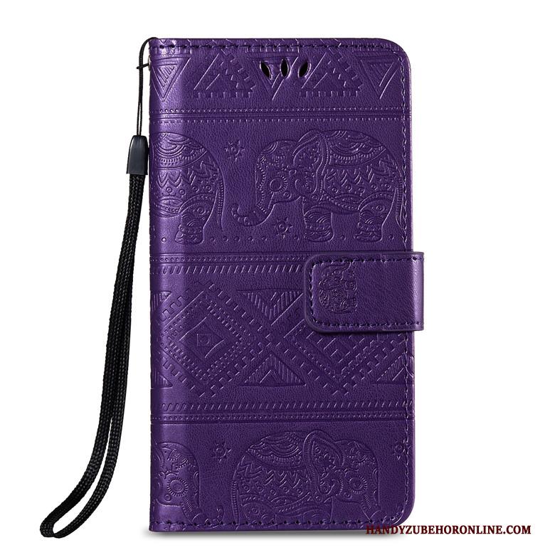 Huawei Y5 2019 Leren Etui Hoesje Telefoon Bescherming Donkerblauw Folio Anti-fall