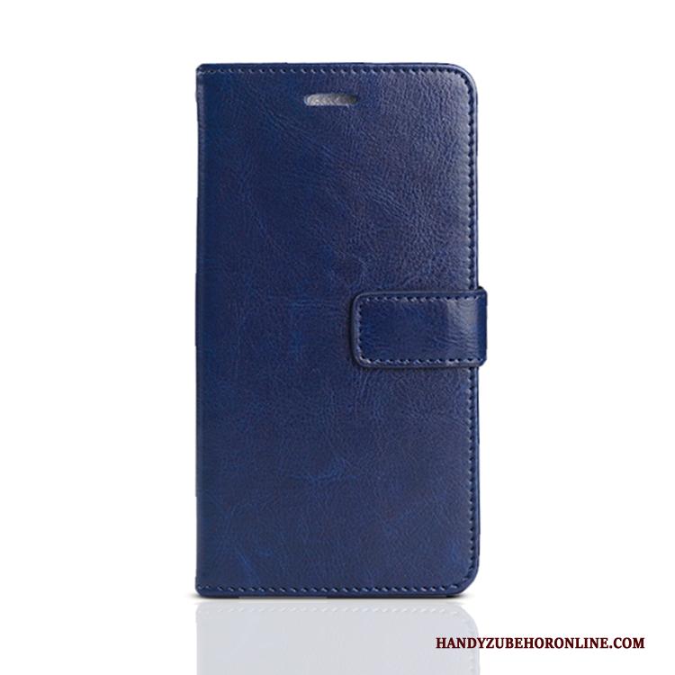 Huawei Y5 2019 Leren Etui Zacht Blauw Hoesje Skärmskydd Clamshell Telefoon